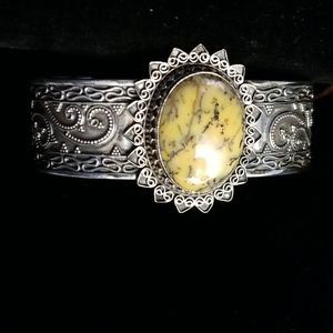 ❤ Exquisite 925 Silver & Jasper Cuff Bracelet!